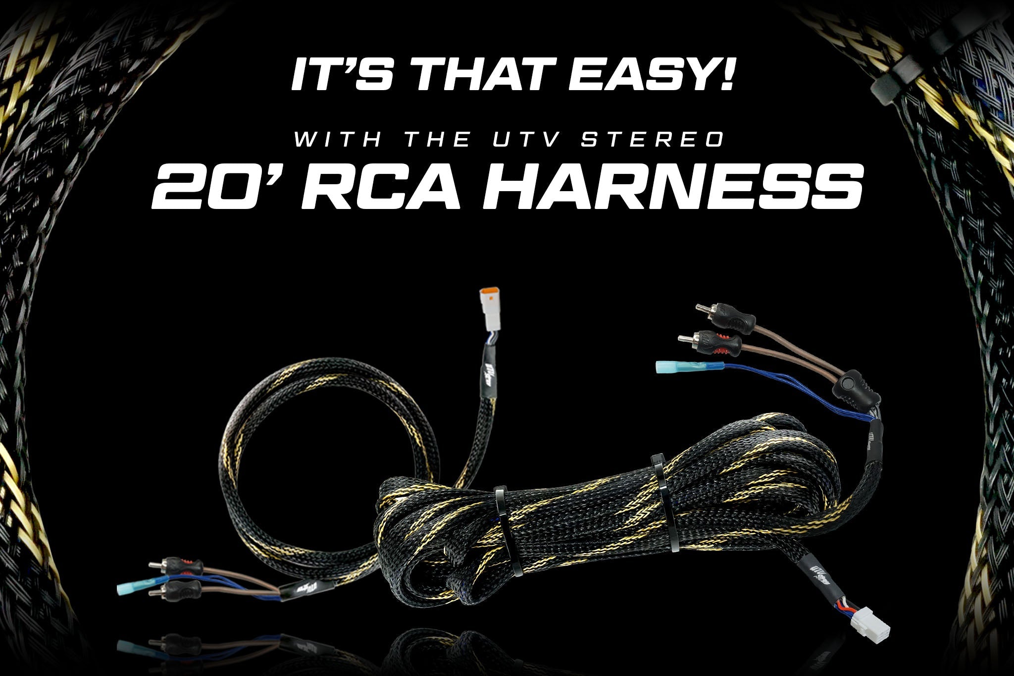 Photo of 20' RCA Harness | UTVS-HRN-RCA-20 by UTV Stereo - Premium Wire Harness for UTVs / Side by Sides