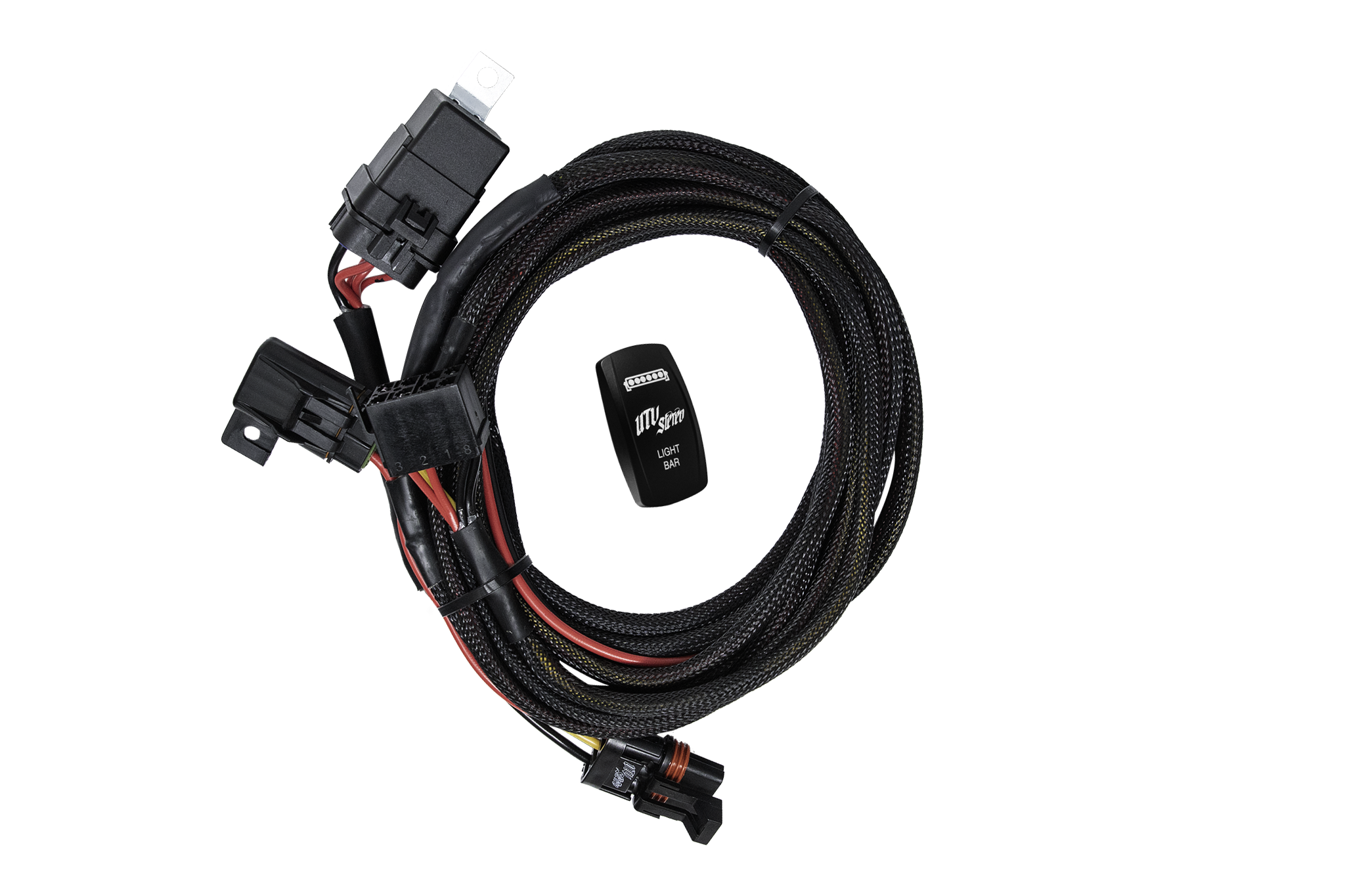 Photo of RZR® Pro Series High Current Harness + Rocker Switch & Pulse Bar Plug | UTVS-PRO-HRN-HC-RKR by UTV Stereo - Premium Wire Harness for UTVs / Side by Sides