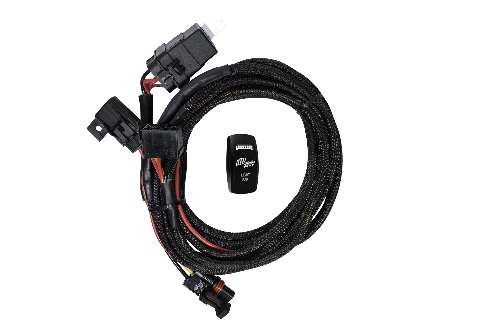 Photo of RZR® Pro Series High Current Harness + Rocker Switch & Pulse Bar Plug | UTVS-PRO-HRN-HC-RKR by UTV Stereo - Premium Wire Harness for UTVs / Side by Sides