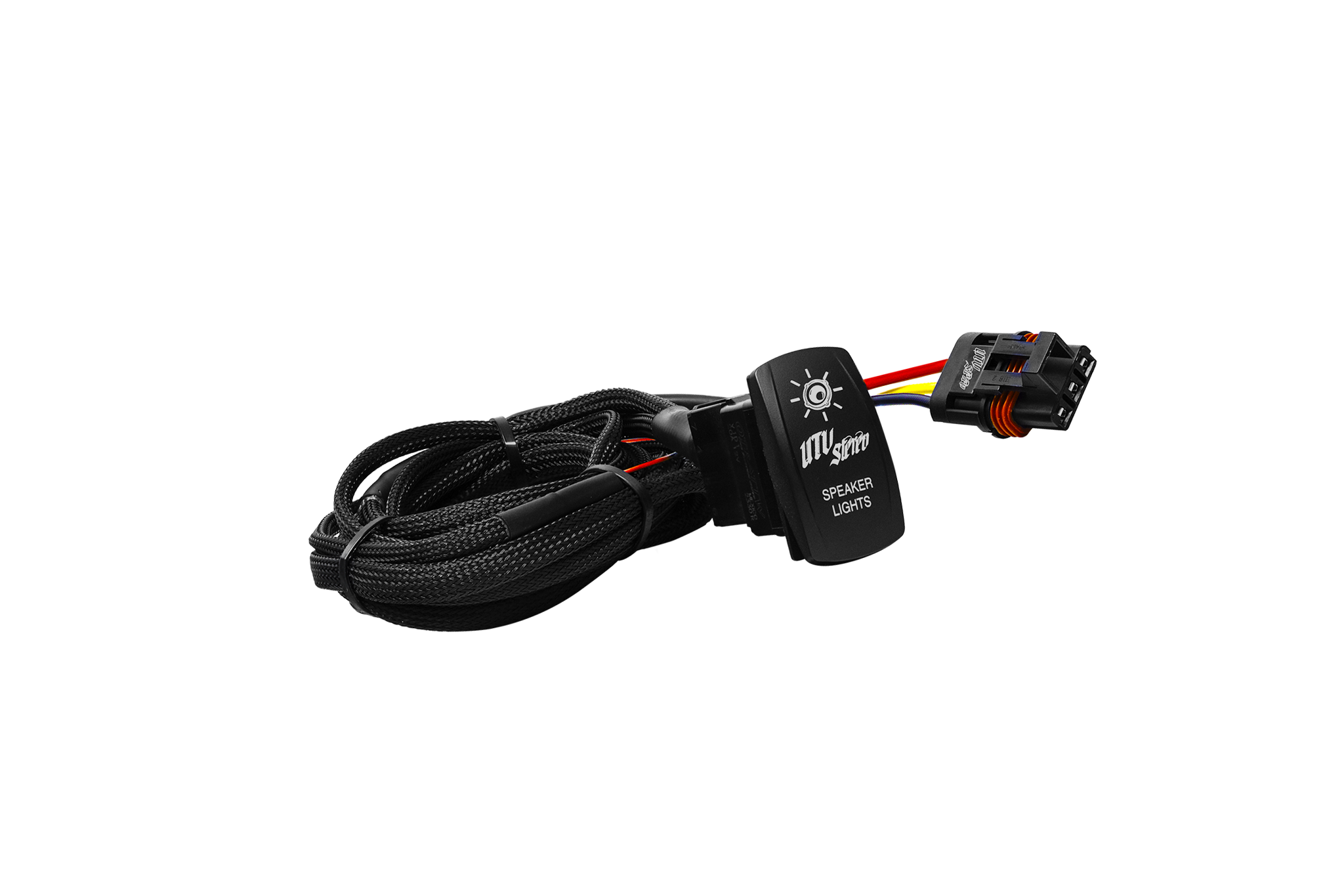 Photo of RZR® Pro Series Low Current Harness + Rocker Switch & Pulse Bar Plug | UTVS-PRO-HRN-LC-RKR by UTV Stereo - Premium Pulse Bar Plug Source Unit Wire Harness for UTVs / Side by Sides