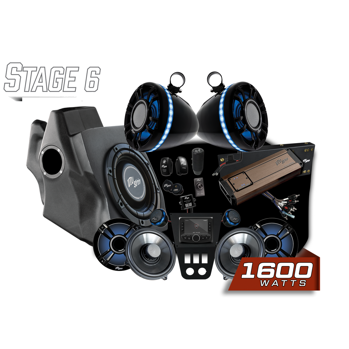 UTV Stereo RZR Pro Elite Stage 6 sound system components