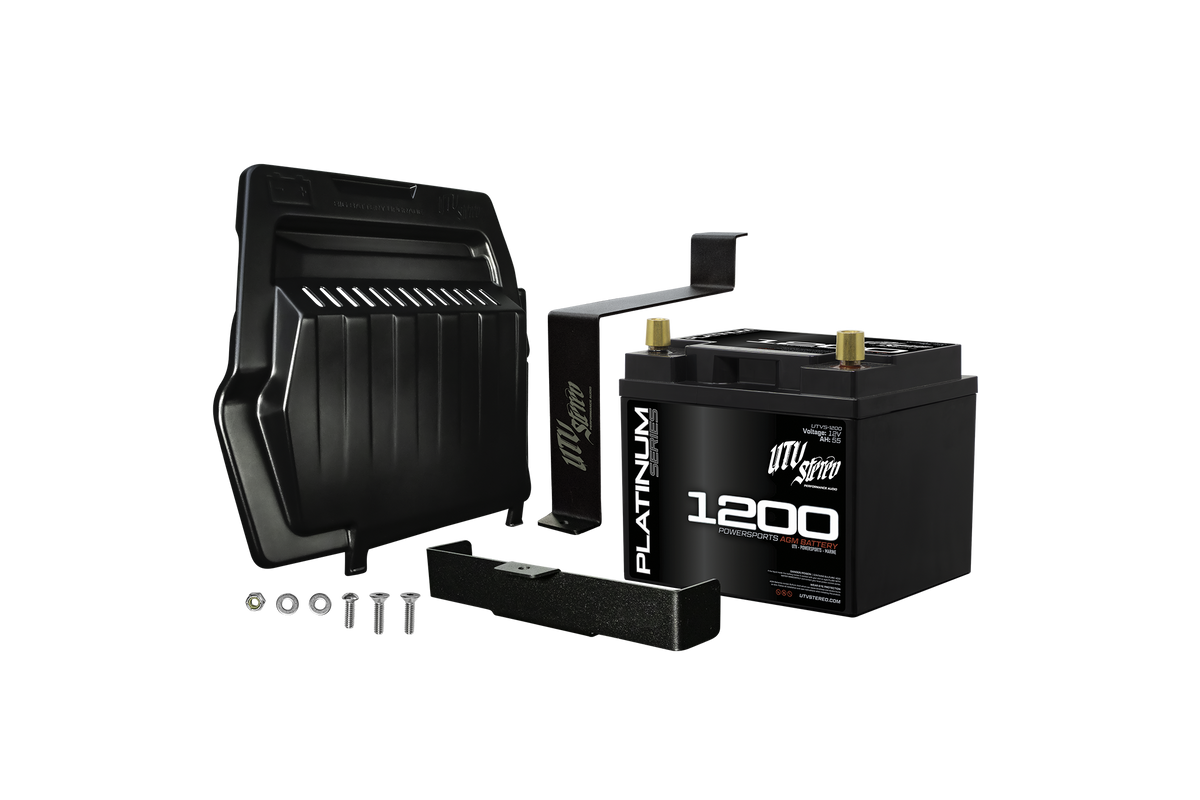 UTV Stereo Can-Am Maverick R Big Battery Kit with AGM 1200 battery and mount
