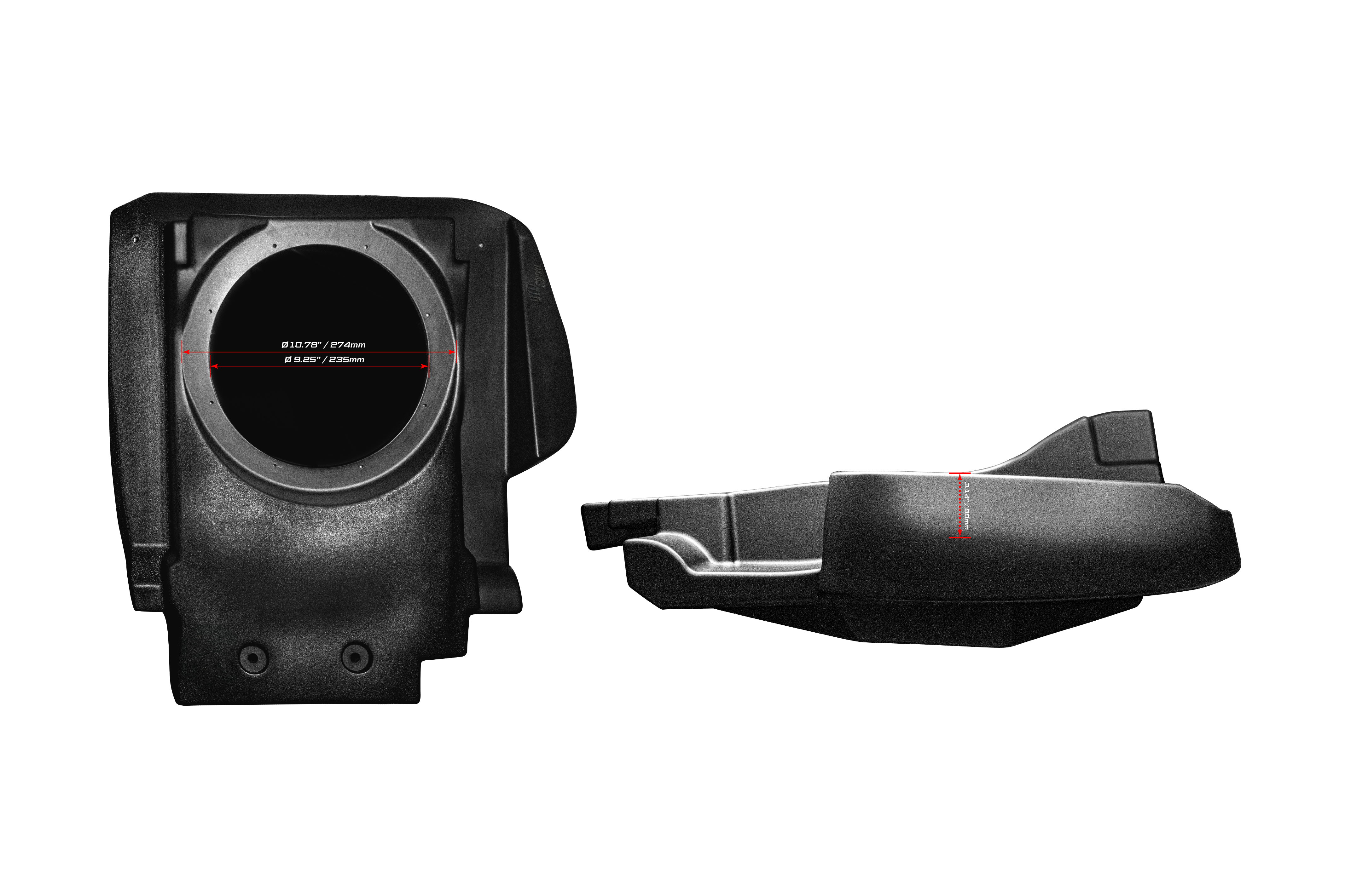 Photo of Can-Am® Maverick R 10" Front Passenger Subwoofer Enclosure (2-SEAT MODELS) – Unloaded | UTVS-R-ENC-PASS-2 by UTV Stereo - Premium Maverick R Subwoofer Enclosure for UTVs / Side by Sides