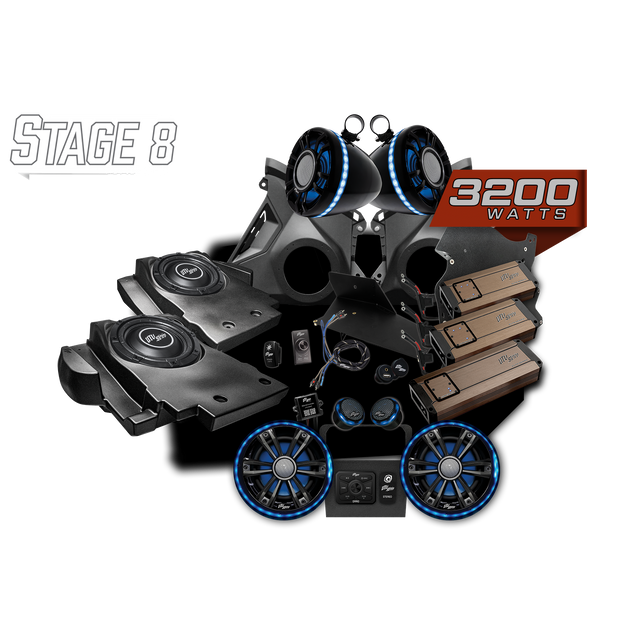 UTV Stereo Can-Am Maverick R Elite Stage 8 stereo kit components