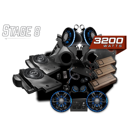 UTV Stereo Can-Am Maverick R Elite Stage 8 stereo kit components