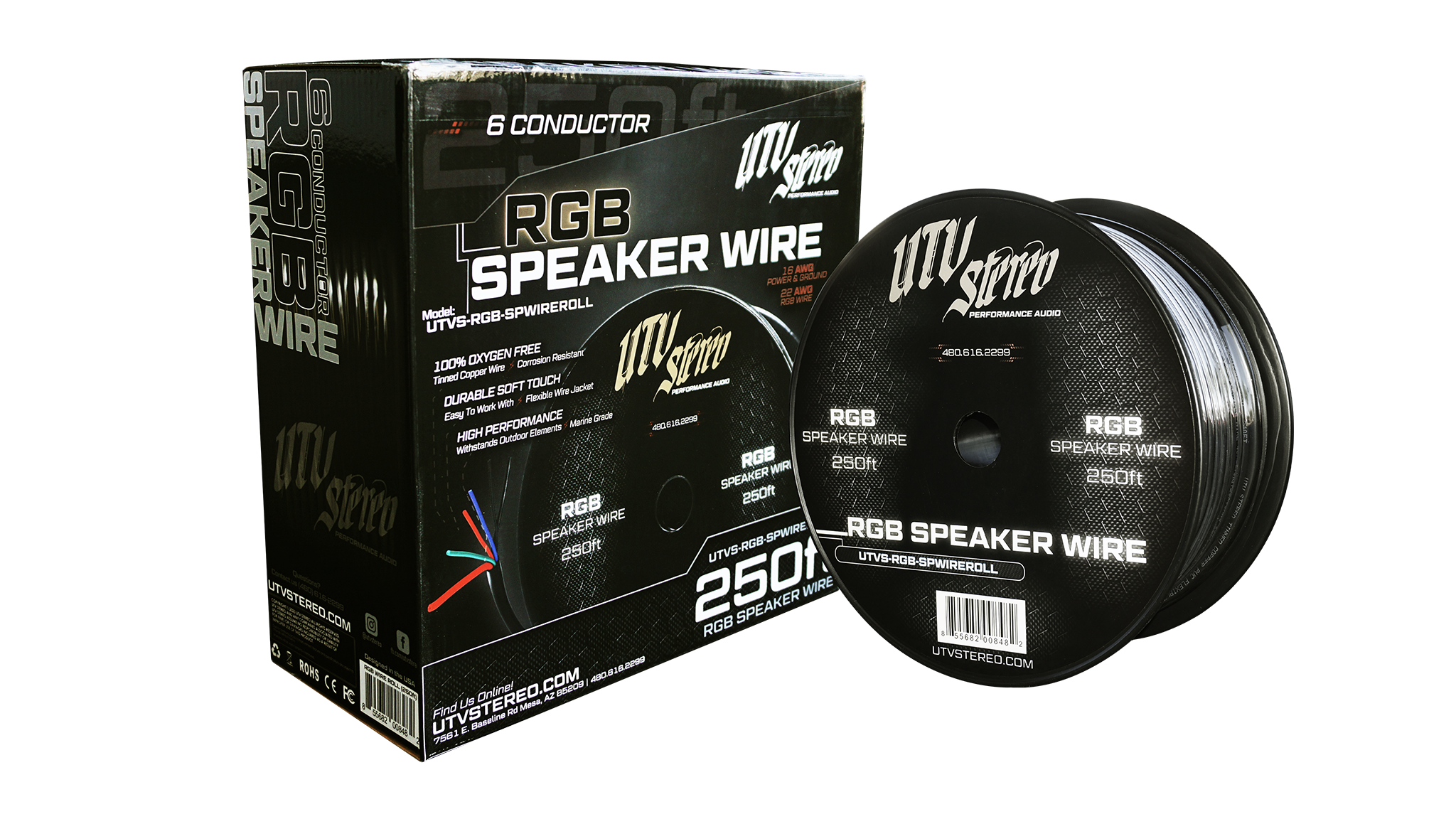 Photo of 6 Conductor RGB Speaker Wire - 50' | UTVS-RGB-SPWIRE-50 by UTV Stereo - Premium Wire Harness for UTVs / Side by Sides