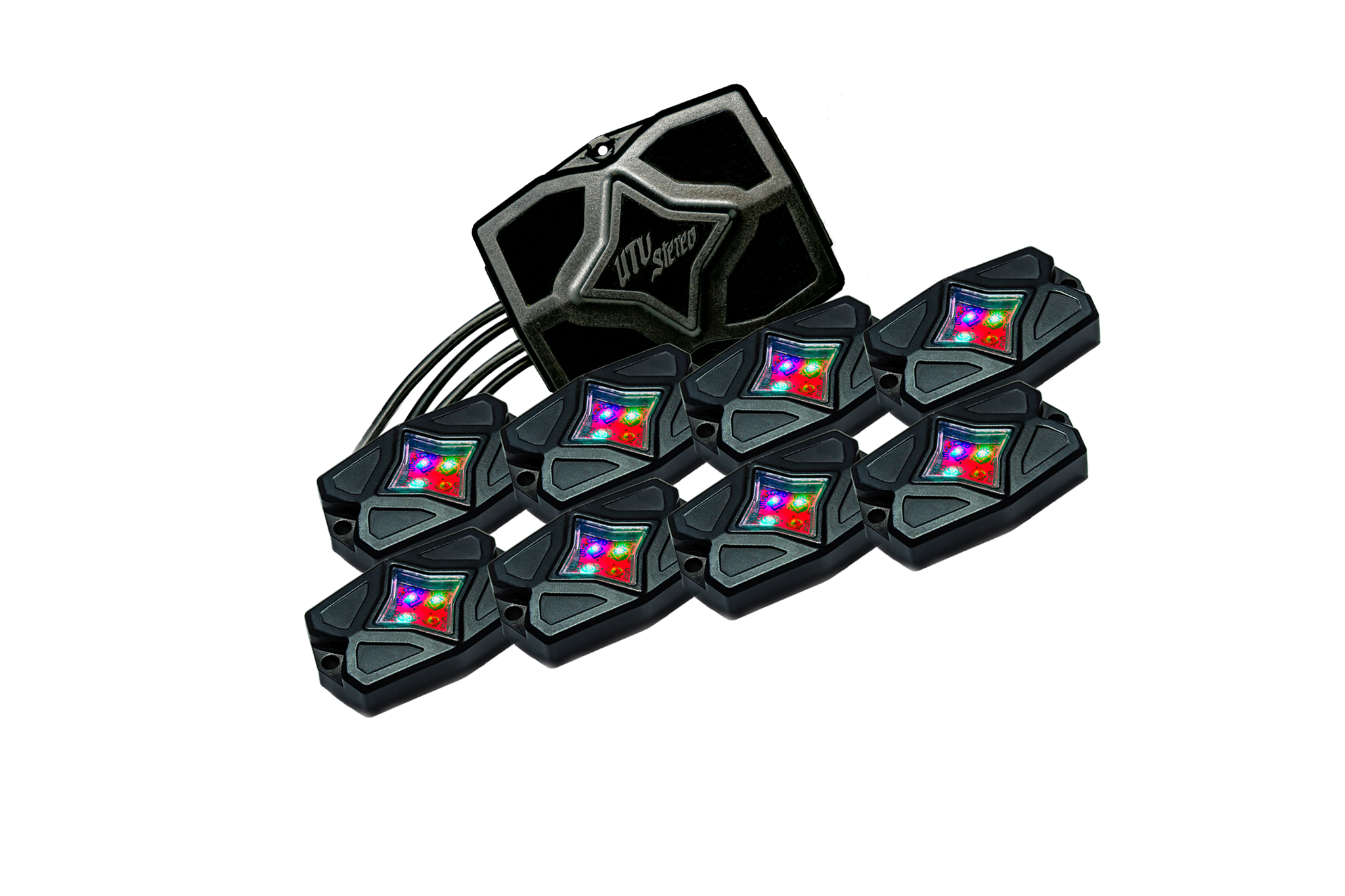 Photo of RGBW Rock Light Kit - 8pcs | UTVS-RLKIT8 by UTV Stereo - Premium Powersports-Use Rock Lights for UTVs / Side by Sides