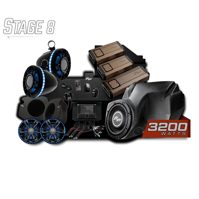 UTV Stereo Polaris RZR Elite Stage 8 stereo kit components