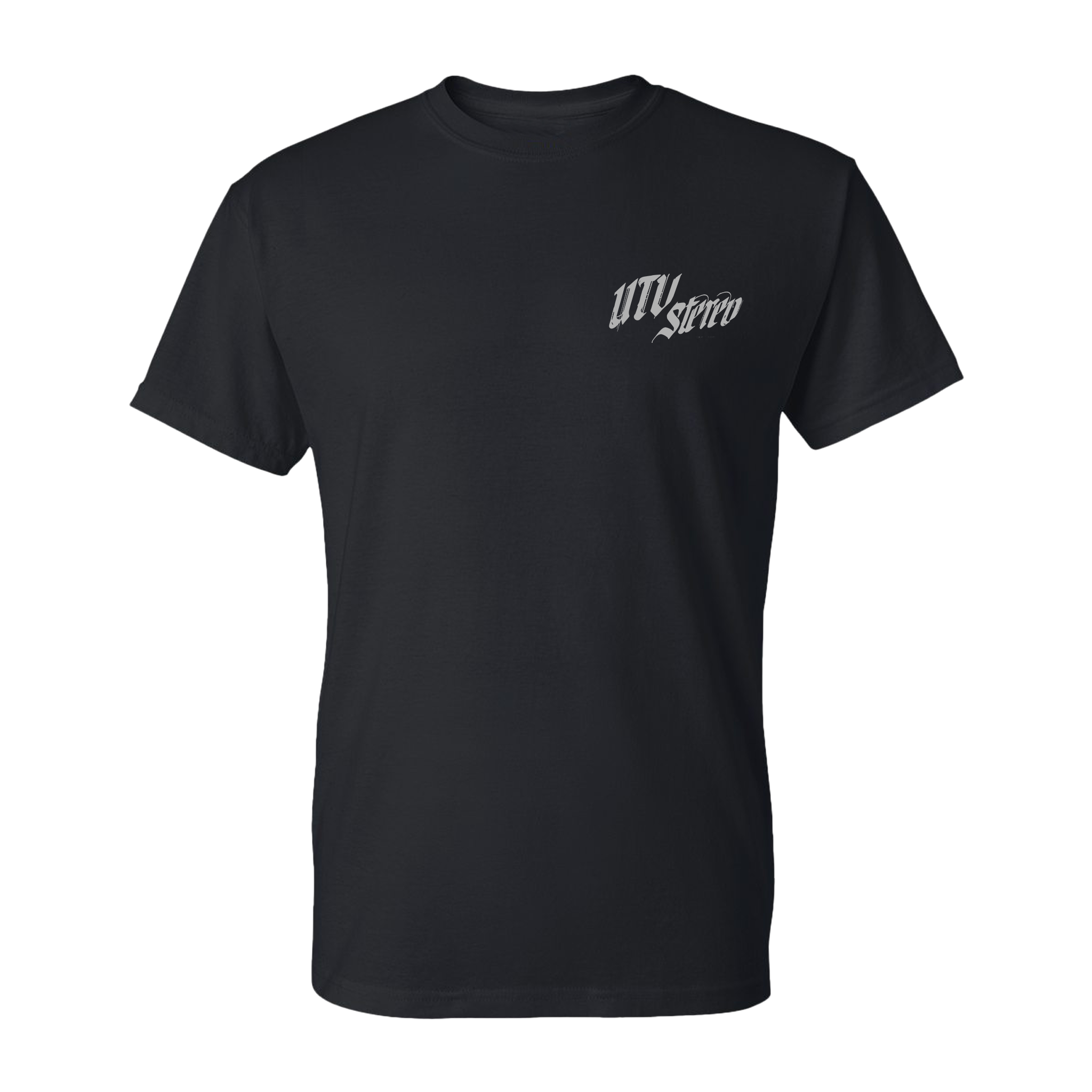 Photo of UTV Stereo Men's Signature T-Shirt with Silver Logo | UTVS-A-SHIRT-M-BLK by UTV Stereo - Premium Merch for UTVs / Side by Sides