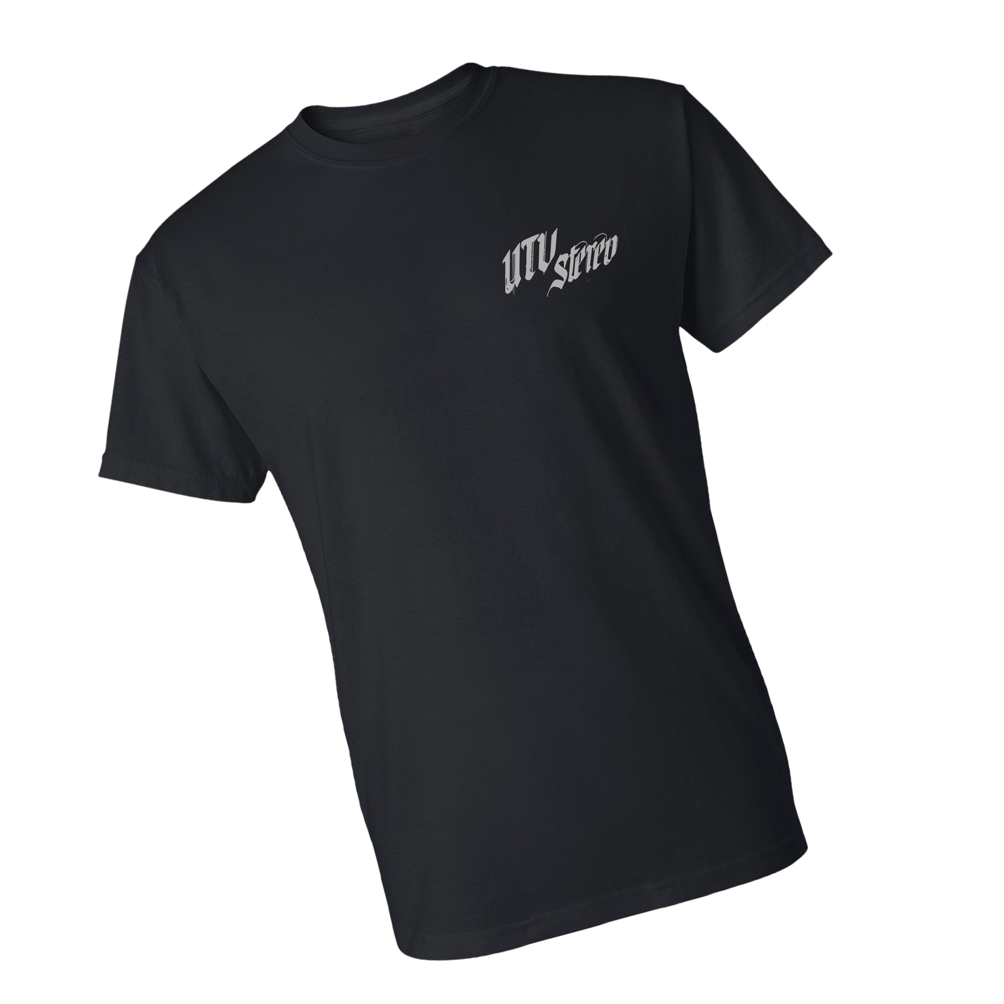 Photo of UTV Stereo Men's Signature T-Shirt with Silver Logo | UTVS-A-SHIRT-M-BLK by UTV Stereo - Premium Merch for UTVs / Side by Sides