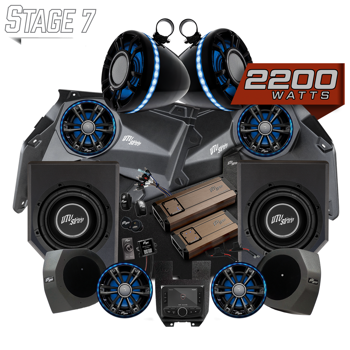 UTV Stereo Can-Am X3 Elite Stage 7 stereo kit components