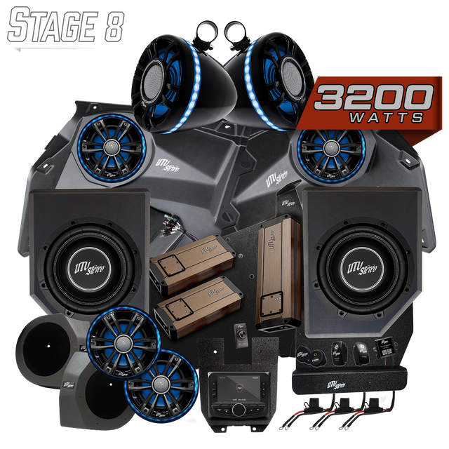 UTV Stereo Can-Am X3 Elite Stage 8 stereo kit components