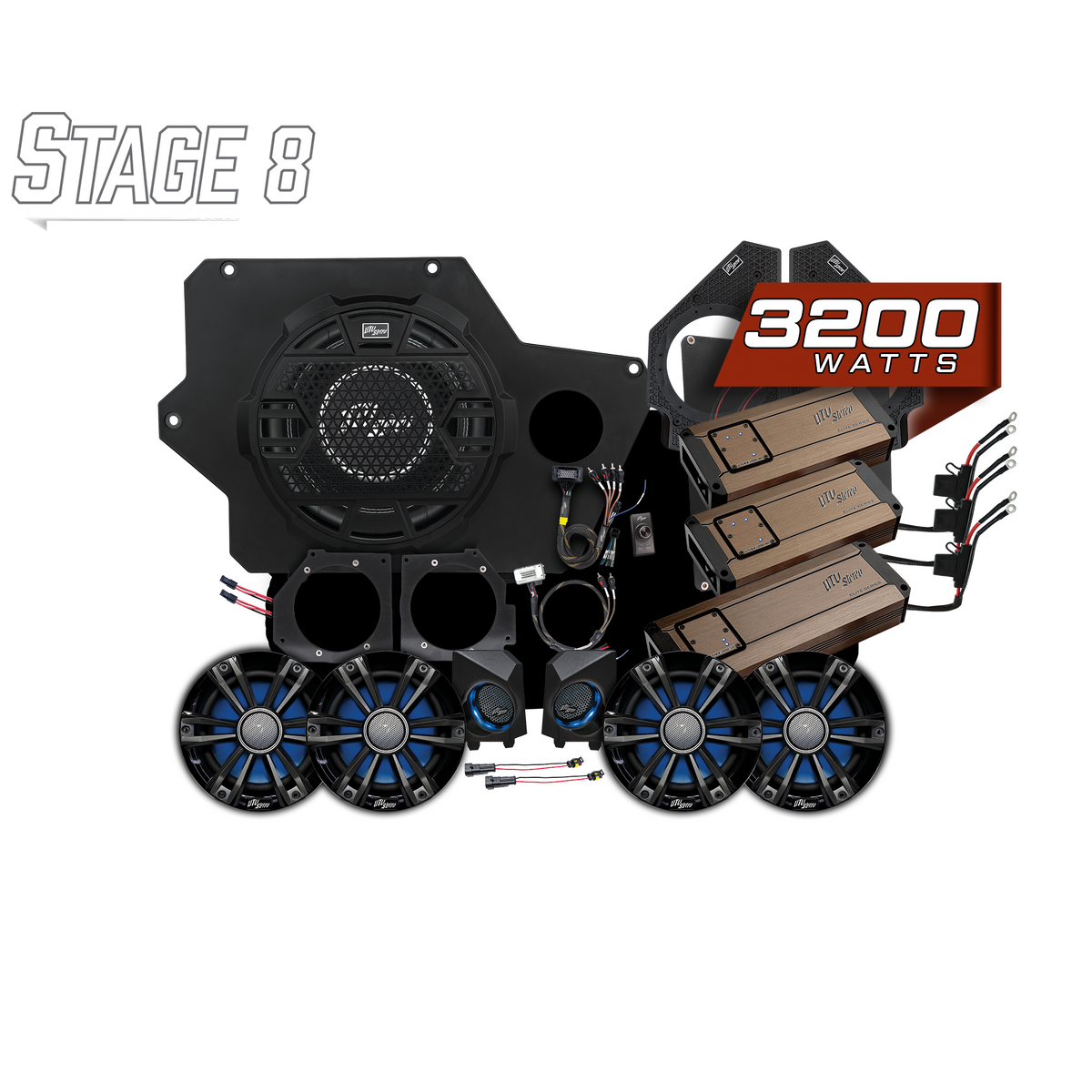 UTV Stereo Xpedition Stage 8 audio system components