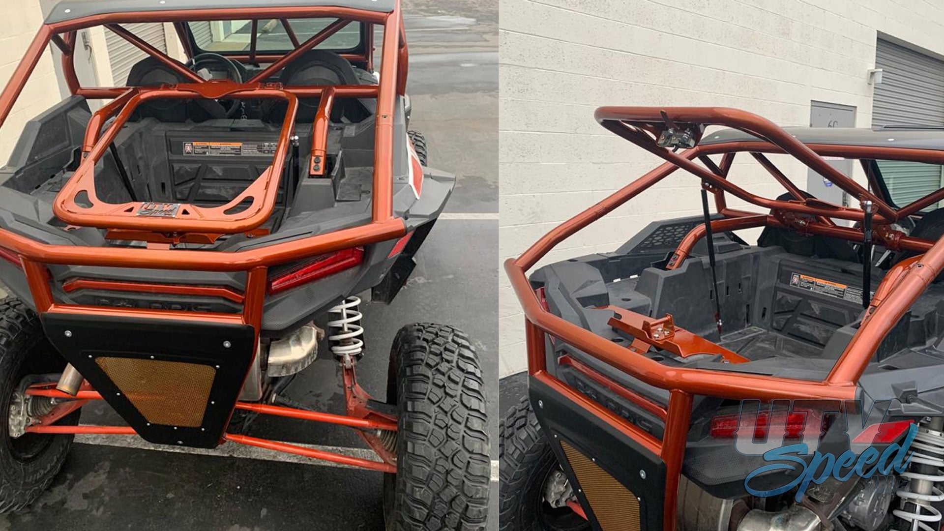 Photo of Opening Spare Tire Mount with shocks for the Polaris RZR 1000 by UTV Speed by UTV SPEED - Premium Accessories for UTVs / Side by Sides