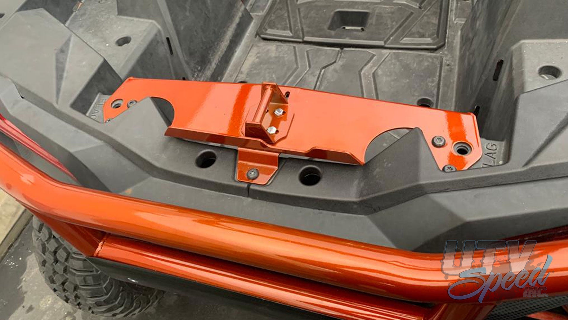 Photo of Opening Spare Tire Mount with shocks for the Polaris RZR 1000 by UTV Speed by UTV SPEED - Premium Accessories for UTVs / Side by Sides