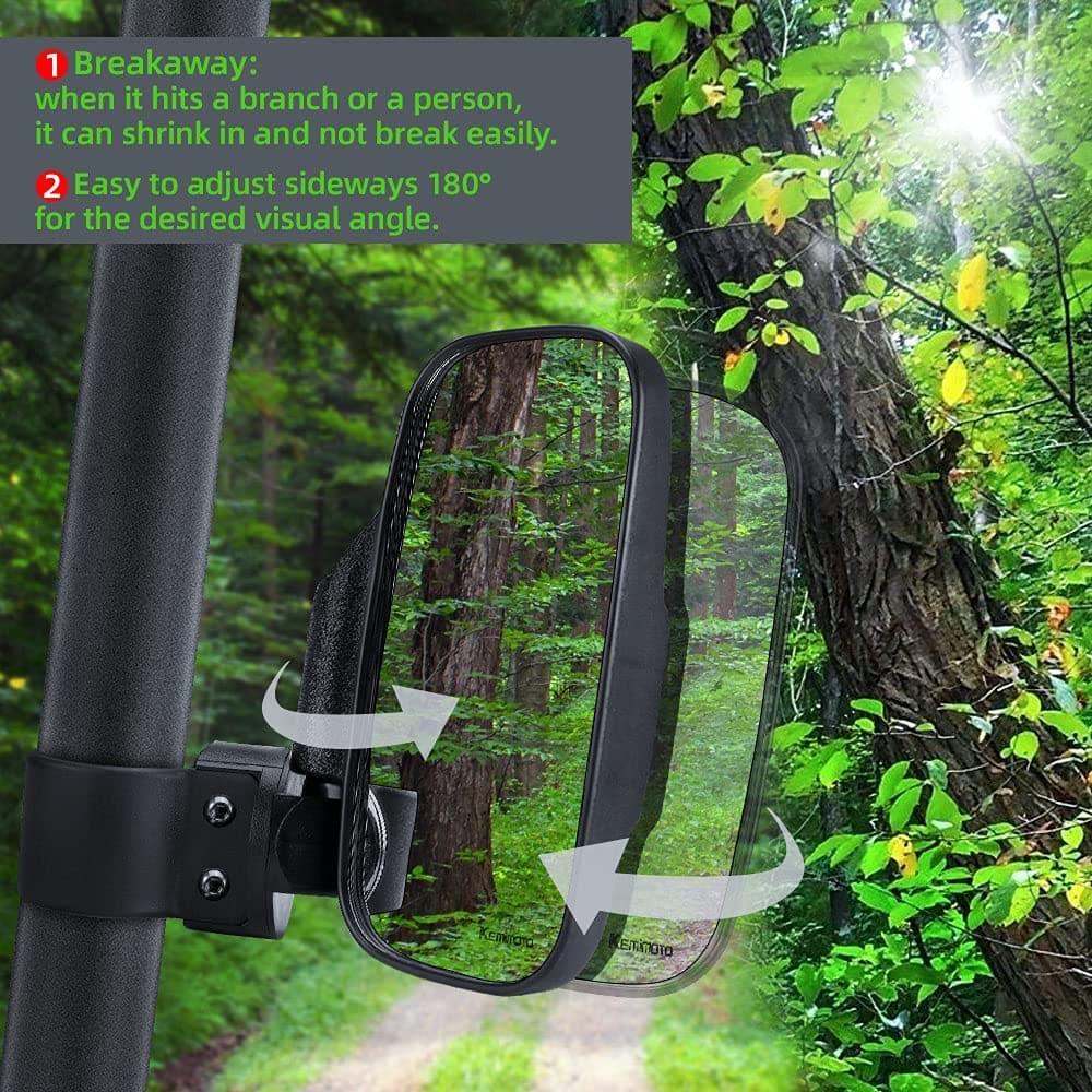 Photo of Side Mirrors and Rear Mirror for Can Am Commander 1.75" to 2" Roll Bar by Kemimoto - Premium for UTVs / Side by Sides
