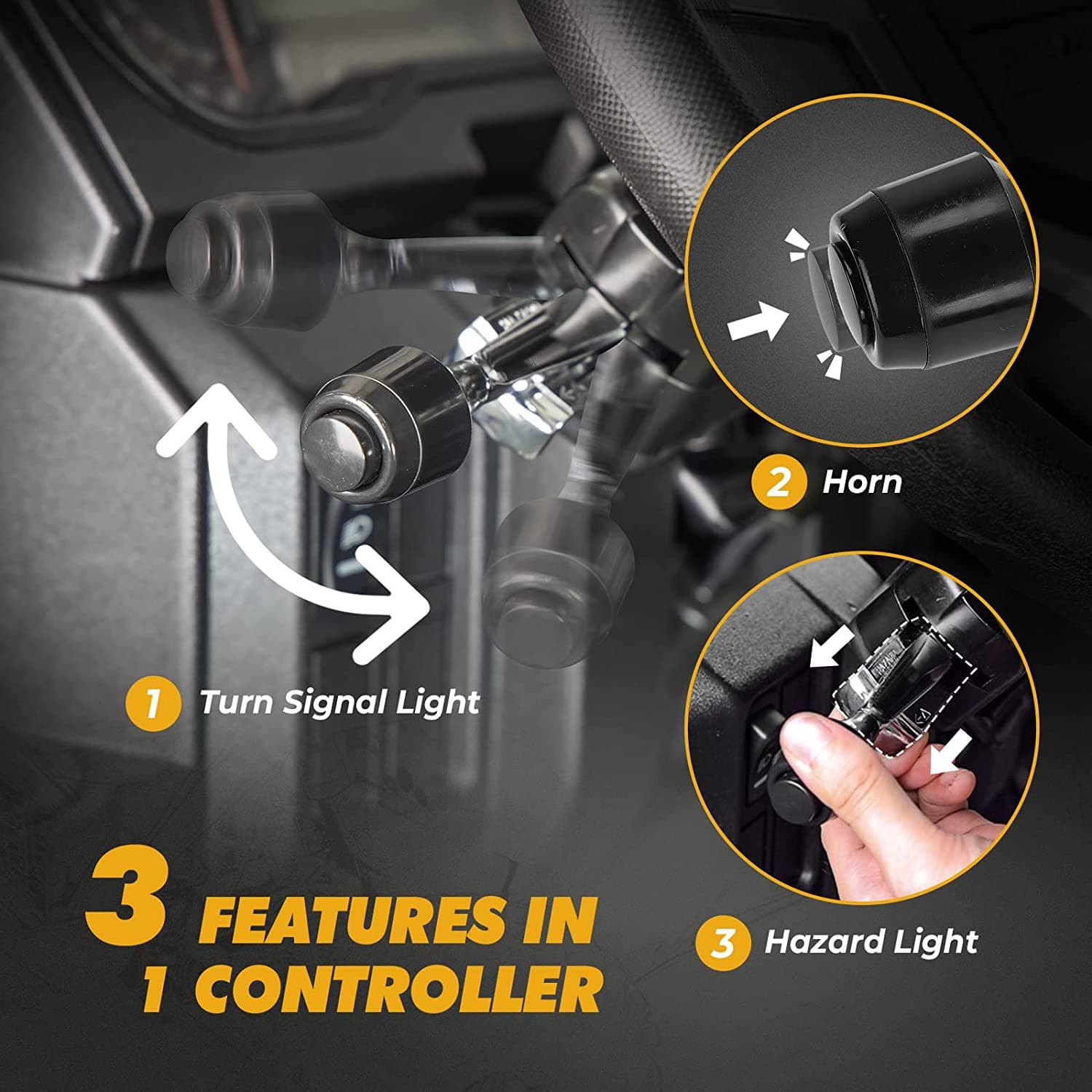Photo of Universial UTV Turn Signal Kit & 105D Horn for Polaris, Can-Am, Pioneer by Kemimoto - Premium for UTVs / Side by Sides