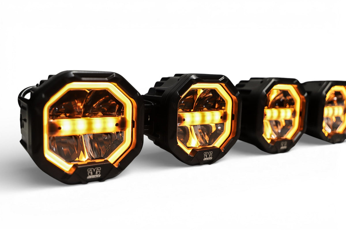 6 Light U-Con Interlocking Off Road LED Pod With Amber or White DRL Running Light