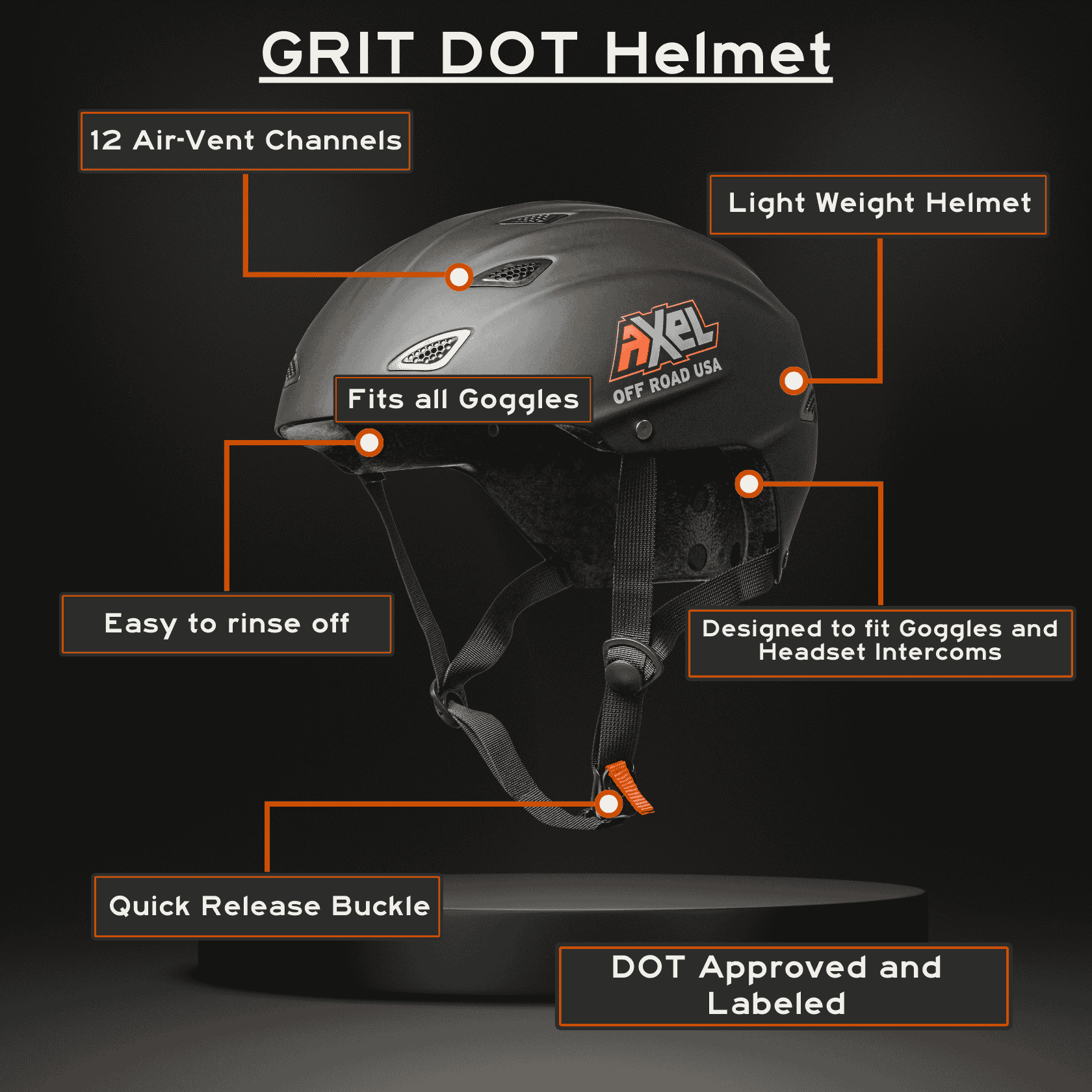 Photo of GRIT D.O.T. Helmet by AXEL OFF ROAD - Premium Goggles & Helmets for UTVs / Side by Sides