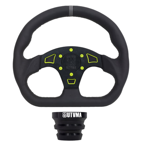 Photo of UTVMA DriftX Leather Steering Wheel With Hub (Polaris and Can Am Models) by UTV Mountain Accessories - Premium Steering Wheel for UTVs / Side by Sides