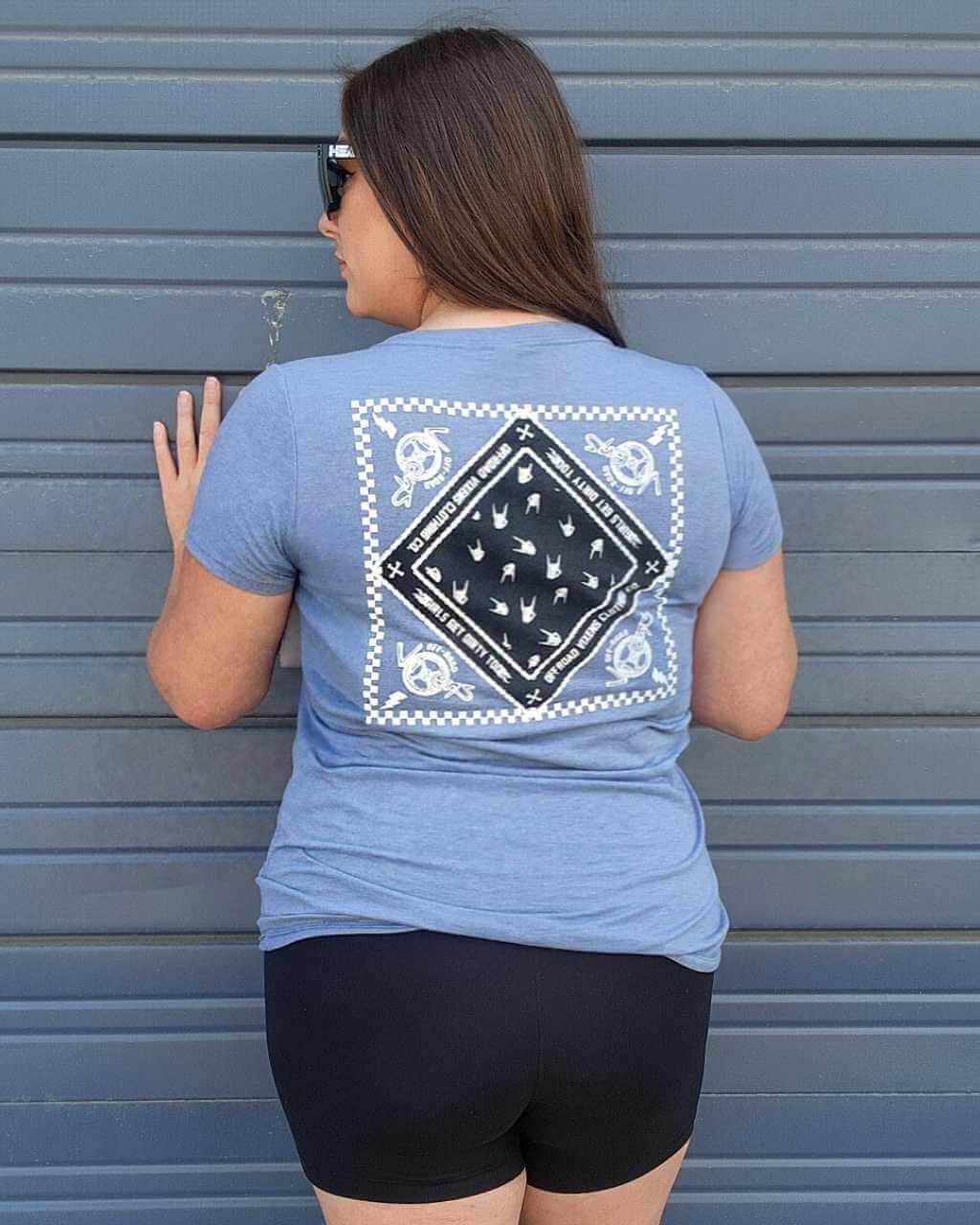 Photo of Bandana Ladies V Neck Tee by OFF-ROAD VIXENS CLOTHING CO. - Premium Apparel & Accessories for UTVs / Side by Sides