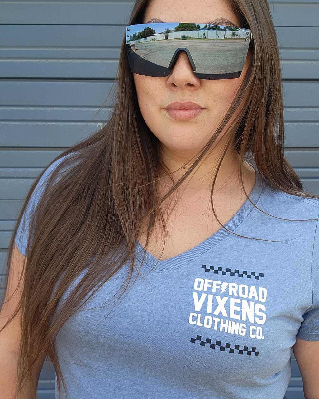 Photo of Bandana Ladies V Neck Tee by OFF-ROAD VIXENS CLOTHING CO. - Premium Apparel & Accessories for UTVs / Side by Sides