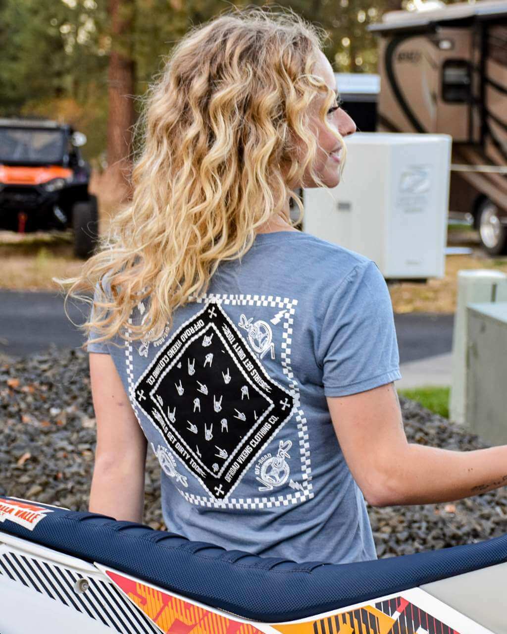 Photo of Bandana Ladies V Neck Tee by OFF-ROAD VIXENS CLOTHING CO. - Premium Apparel & Accessories for UTVs / Side by Sides