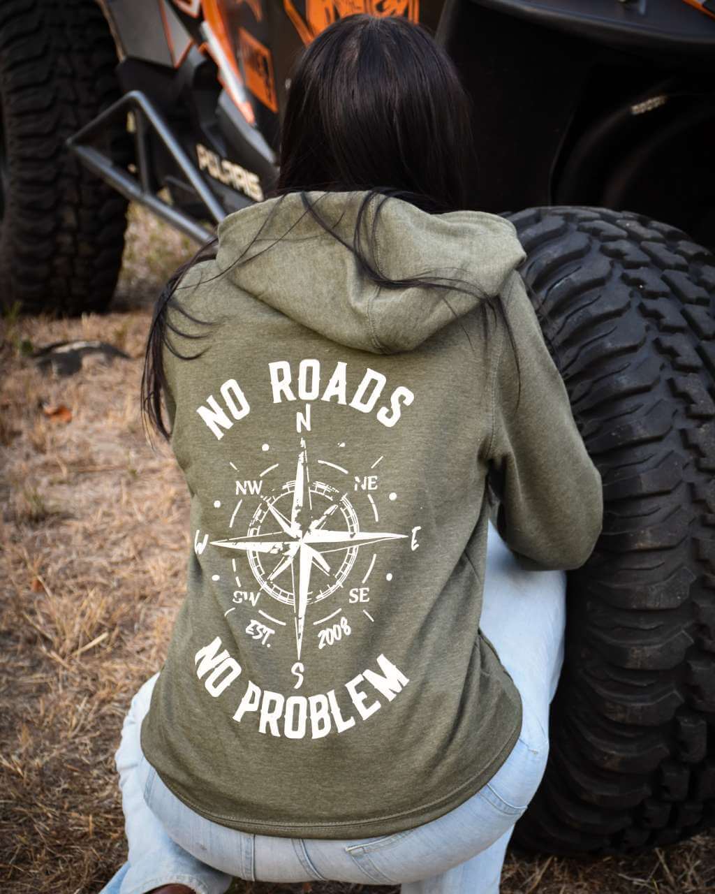 Photo of No Roads Unisex Zip Up Hoodie by OFF-ROAD VIXENS CLOTHING CO. - Premium Ladies Hoodies for UTVs / Side by Sides
