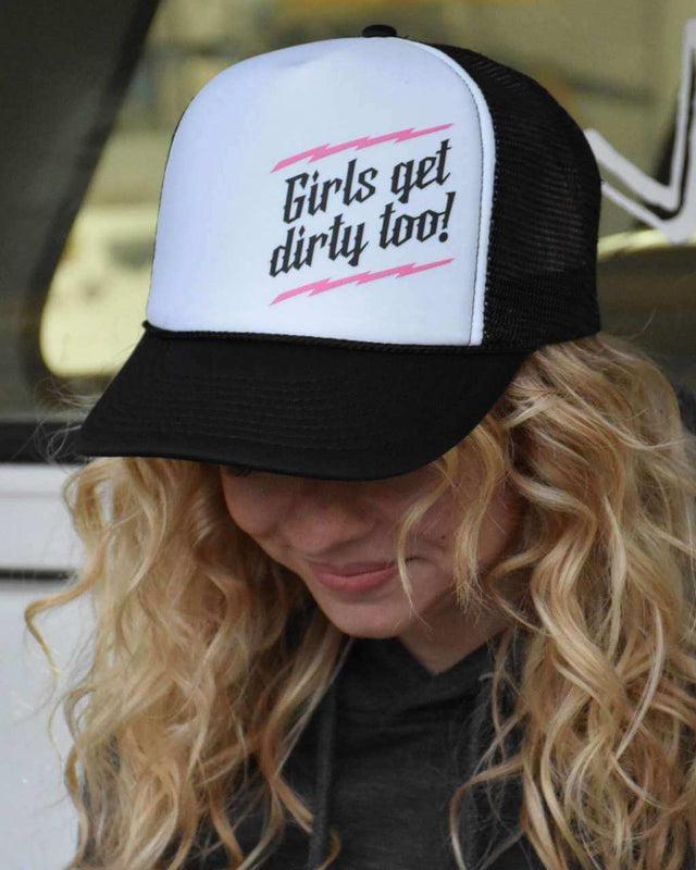 Photo of Lightning Trucker Hat - Black/White by OFF-ROAD VIXENS CLOTHING CO. - Premium Hats for UTVs / Side by Sides