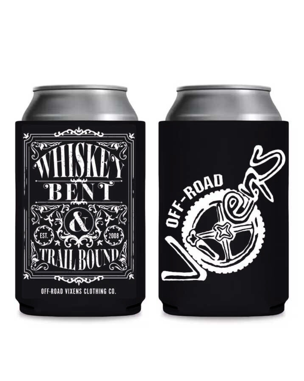 Photo of Whiskey Bent Can Koozie - Black by OFF-ROAD VIXENS CLOTHING CO. - Premium Accessories for UTVs / Side by Sides
