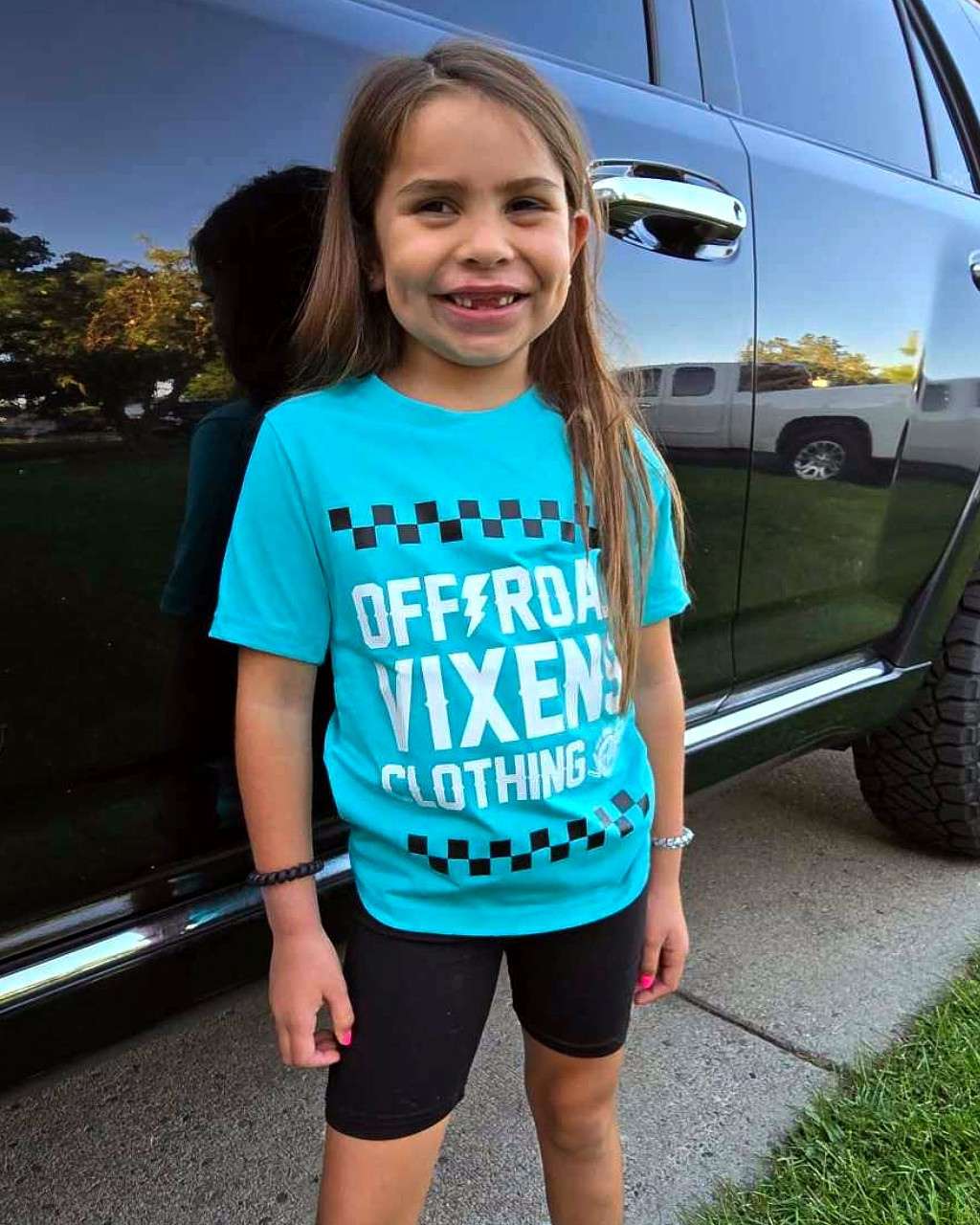 Photo of Youth Checked Out Tee by OFF-ROAD VIXENS CLOTHING CO. - Premium Apparel & Accessories for UTVs / Side by Sides