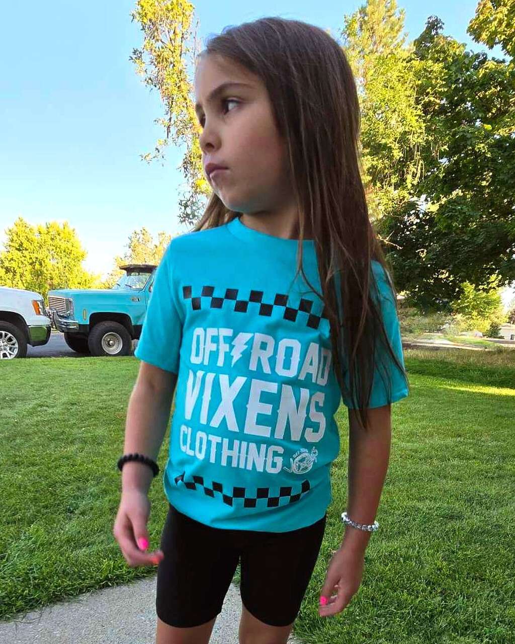 Photo of Youth Checked Out Tee by OFF-ROAD VIXENS CLOTHING CO. - Premium Apparel & Accessories for UTVs / Side by Sides