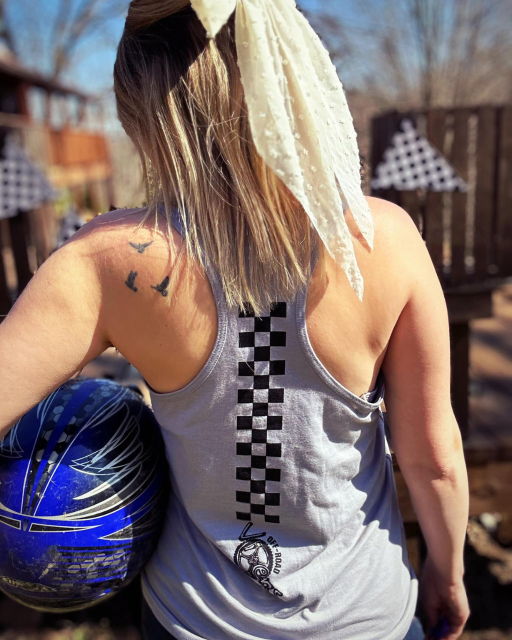 Photo of Race Day Vibes Tank by OFF-ROAD VIXENS CLOTHING CO. - Premium Ladies Tanks for UTVs / Side by Sides