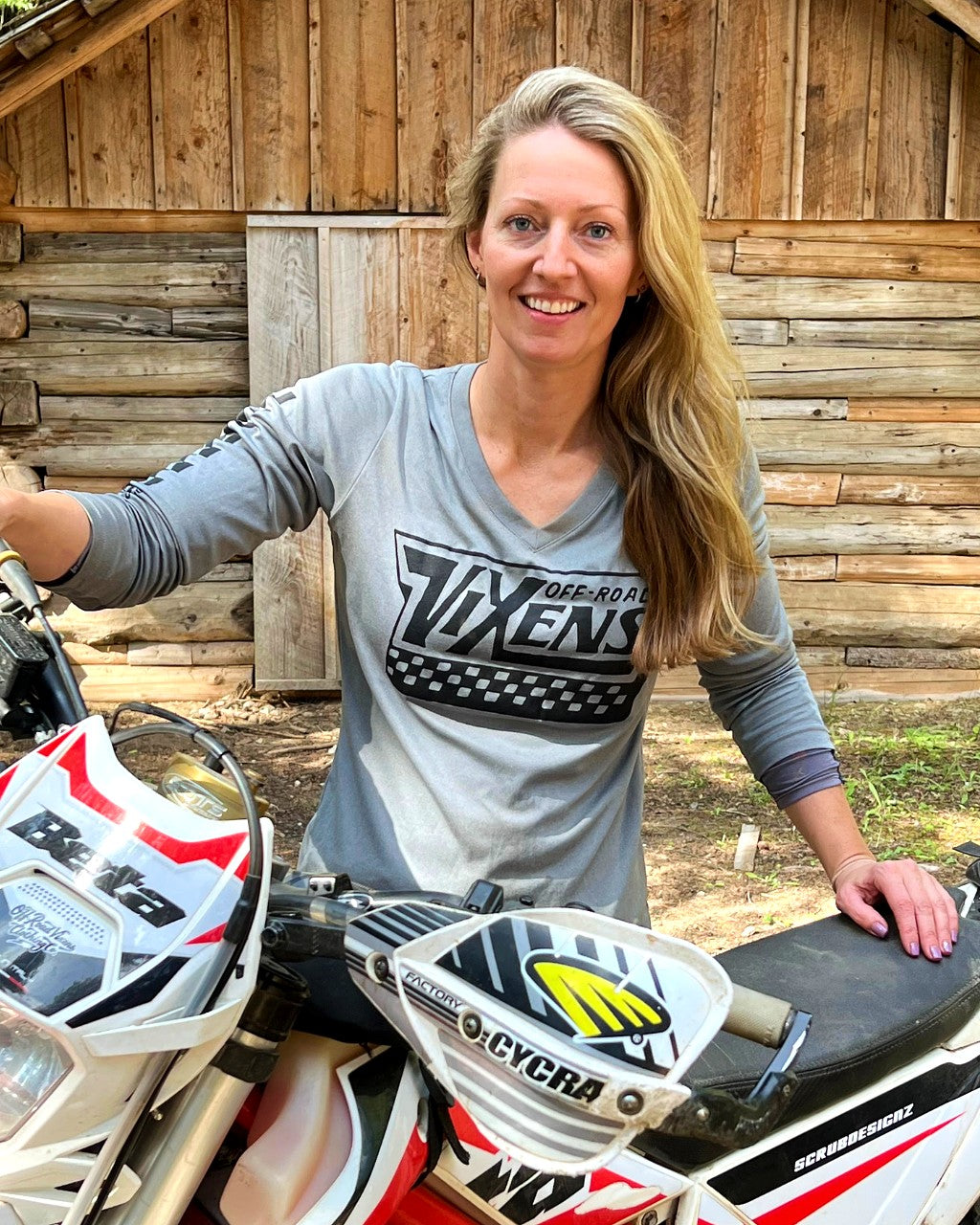 Photo of Off the Wall Jersey/Tech Tee - Gray Heather by OFF-ROAD VIXENS CLOTHING CO. - Premium Ladies Long Sleeves for UTVs / Side by Sides