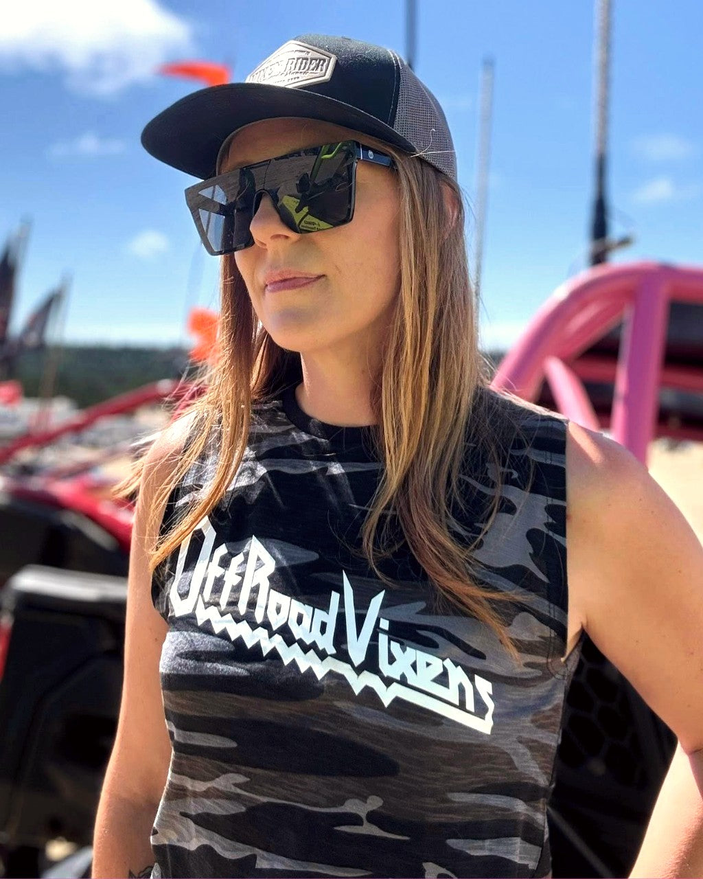 Photo of Heavy Metal Camo Muscle Tank by OFF-ROAD VIXENS CLOTHING CO. - Premium Apparel & Accessories for UTVs / Side by Sides