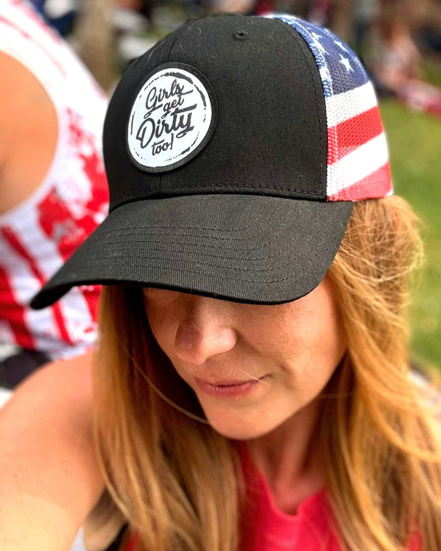 Photo of Stars & Stripes Trucker Hat by OFF-ROAD VIXENS CLOTHING CO. - Premium Hats for UTVs / Side by Sides