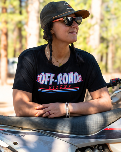 Photo of USA Hell on Wheels Cropped Tee by OFF-ROAD VIXENS CLOTHING CO. - Premium Ladies Tees for UTVs / Side by Sides