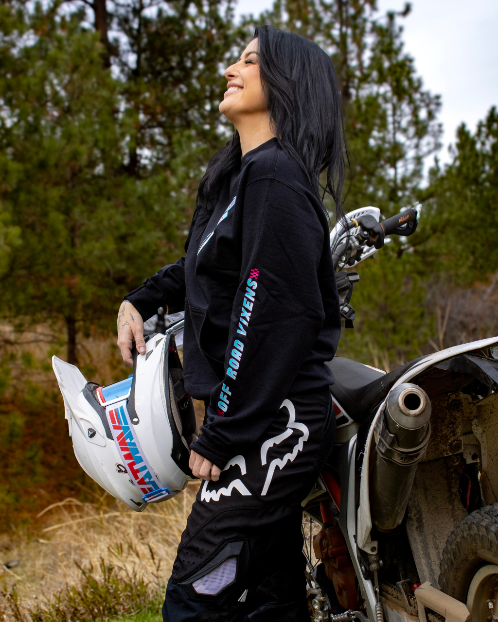 Photo of Ride Fast Pocket Crew Sweatshirt by OFF-ROAD VIXENS CLOTHING CO. - Premium Ladies Long Sleeves for UTVs / Side by Sides