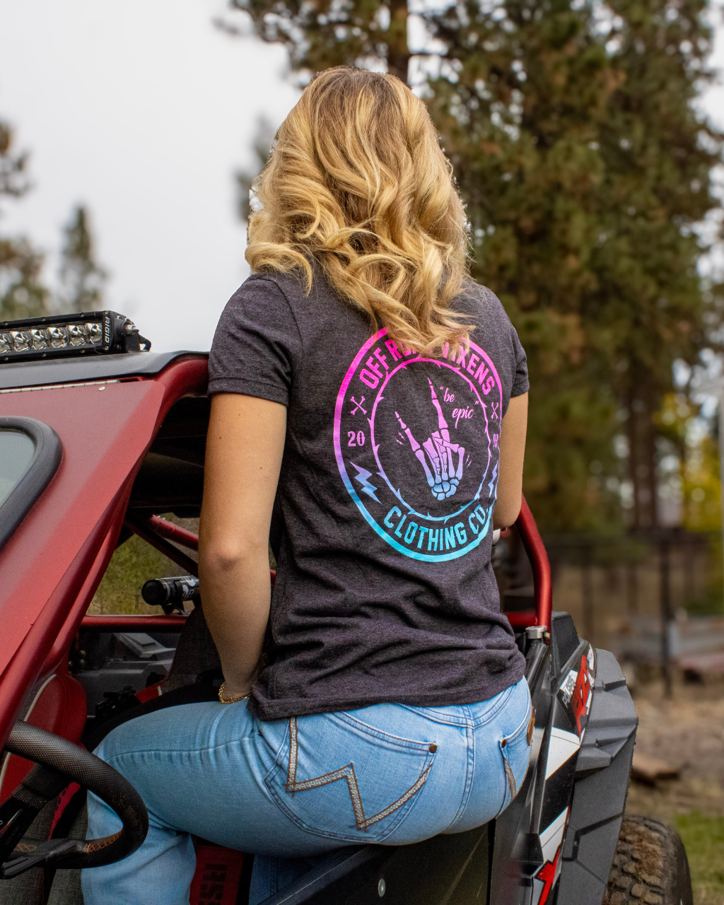 Photo of Be Epic V Neck Tee by OFF-ROAD VIXENS CLOTHING CO. - Premium Ladies Tees for UTVs / Side by Sides