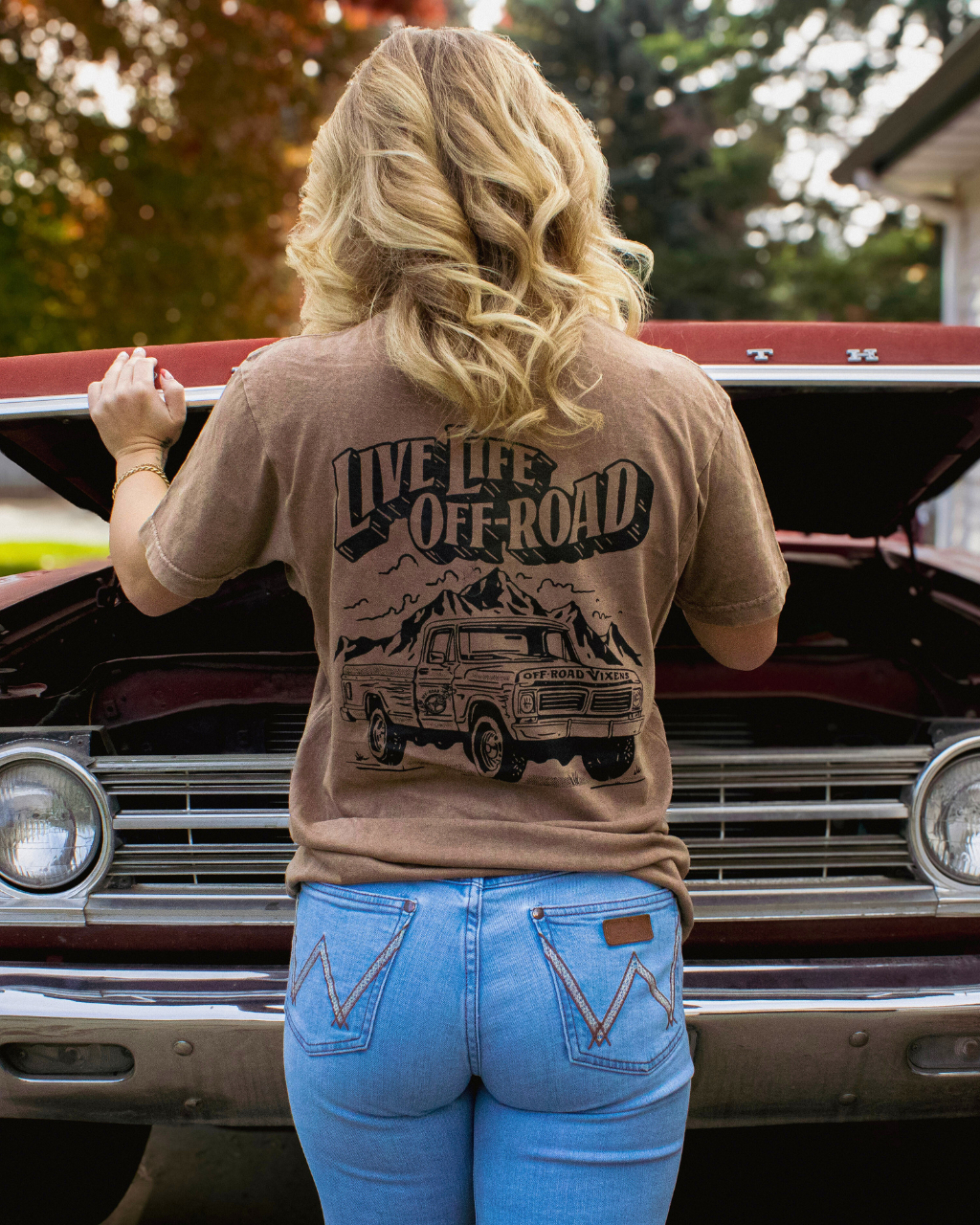 Photo of Off-Road Life Vintage Tee by OFF-ROAD VIXENS CLOTHING CO. - Premium Ladies Tees for UTVs / Side by Sides