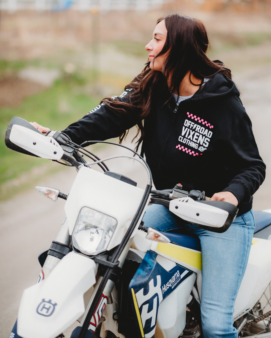 Photo of Checked Out Unisex Zip Hoodie - Black by OFF-ROAD VIXENS CLOTHING CO. - Premium Ladies Hoodies for UTVs / Side by Sides
