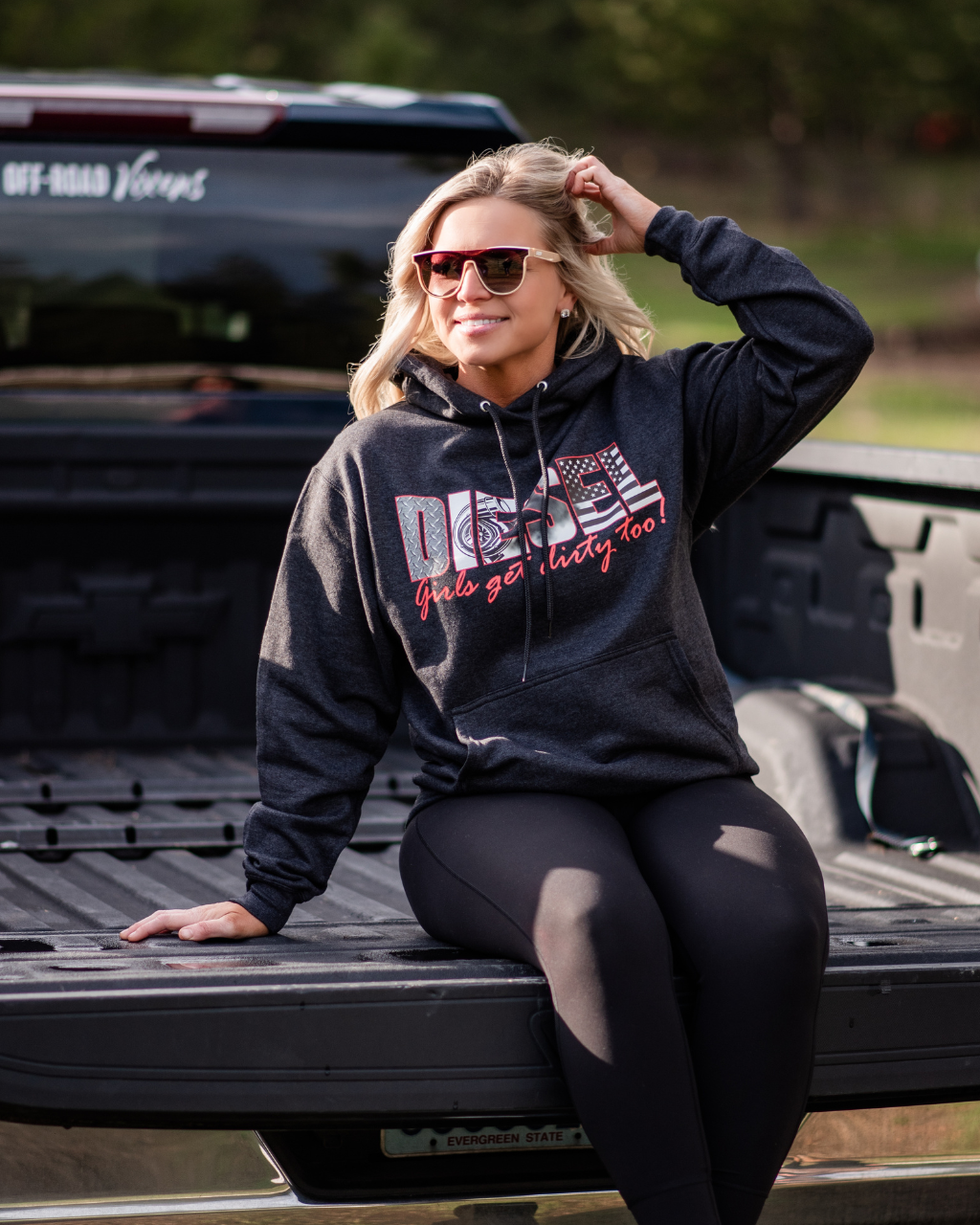Photo of Diesel Girl Unisex Pullover Hoodie by OFF-ROAD VIXENS CLOTHING CO. - Premium Ladies Hoodies for UTVs / Side by Sides