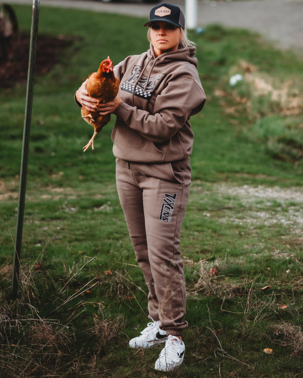 Photo of Off the Wall Heavy Weight Hoodie - Brown by OFF-ROAD VIXENS CLOTHING CO. - Premium Apparel & Accessories for UTVs / Side by Sides