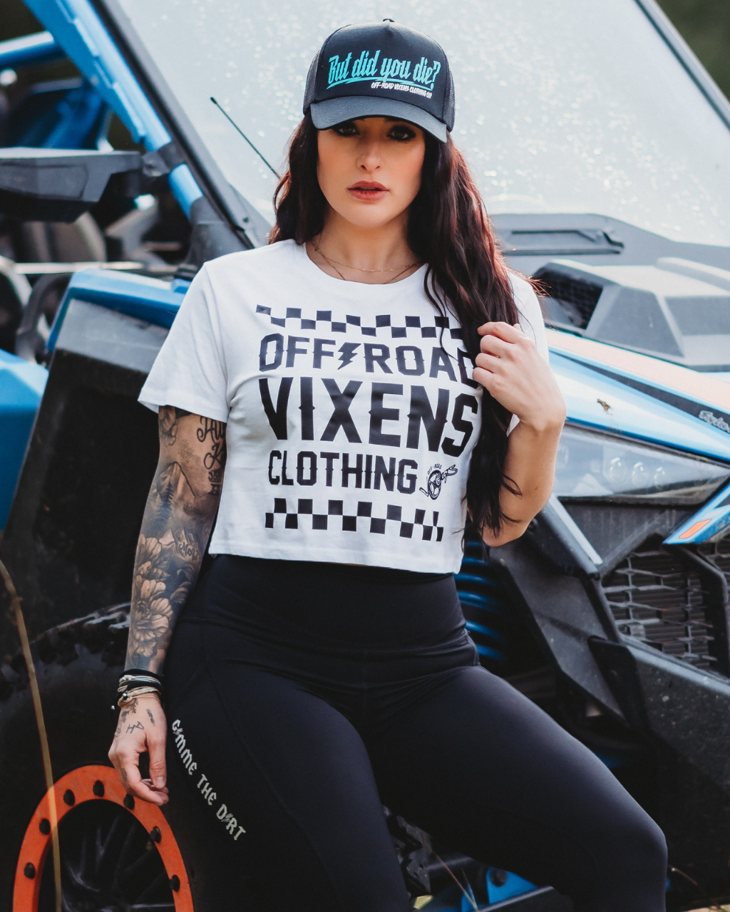 Photo of Checked Out Cropped Tee by OFF-ROAD VIXENS CLOTHING CO. - Premium Ladies Tees for UTVs / Side by Sides