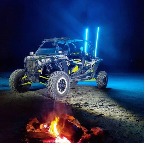 Photo of 5' RGB Multicolor Lighted Whip With Quick Release Base & Remote by GGLighting - Premium Lighted Whips for UTVs / Side by Sides
