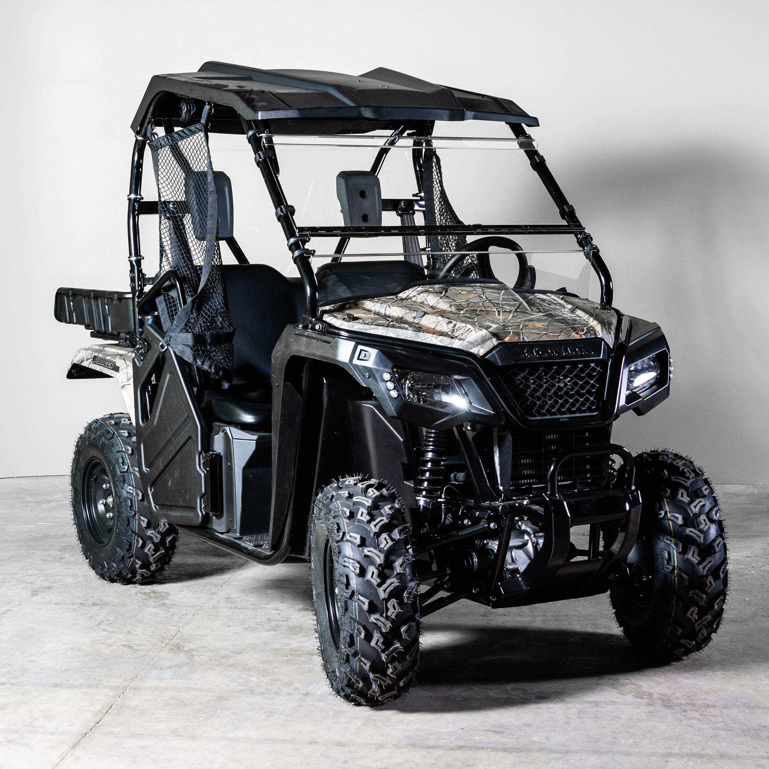 Photo of 2017-2020 HONDA PIONEER 500 TILTING UTV WINDSHIELD - FOR SOFT OR NO TOP (TK00612, TK00613 & TK00614) by TerraRider UTV Windshields & Accessories - Premium for UTVs / Side by Sides