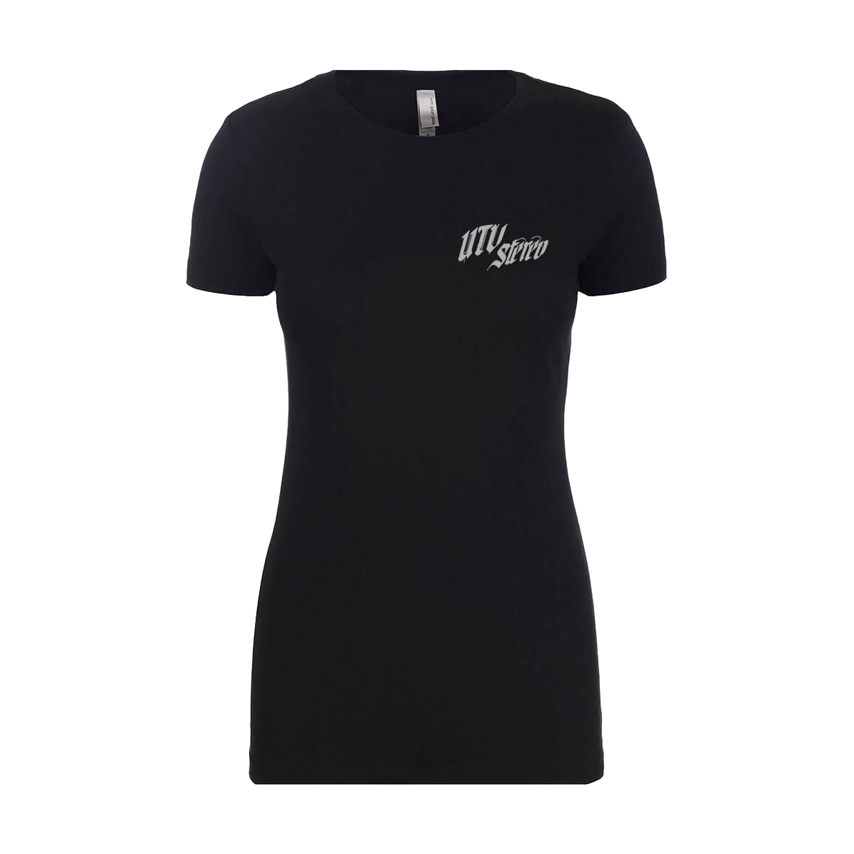 Photo of UTV Stereo Women's Signature T-Shirt with Silver Logo | UTVS-A-SHIRT-W-BLK by UTV Stereo - Premium Merch for UTVs / Side by Sides