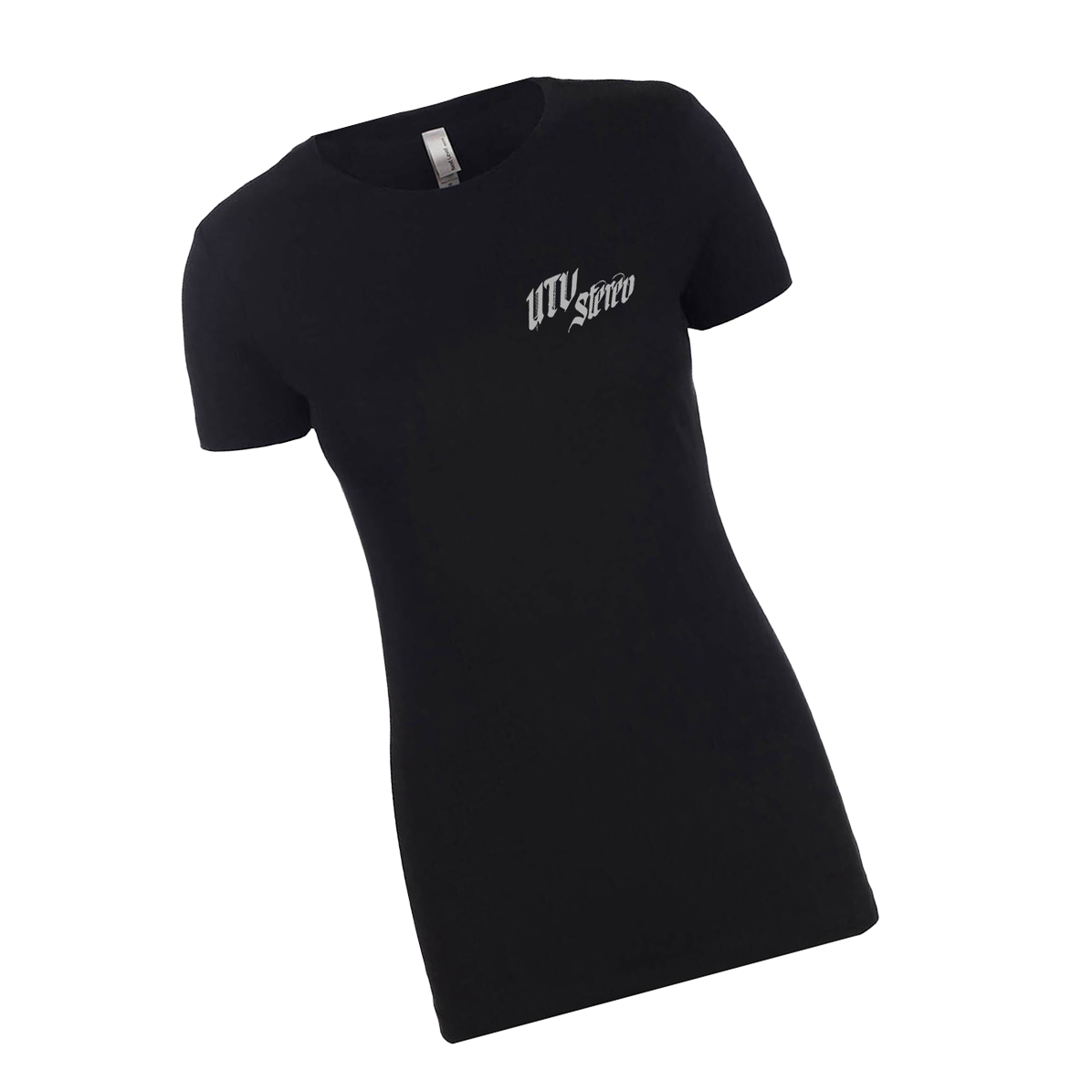 Photo of UTV Stereo Women's Signature T-Shirt with Silver Logo | UTVS-A-SHIRT-W-BLK by UTV Stereo - Premium Merch for UTVs / Side by Sides
