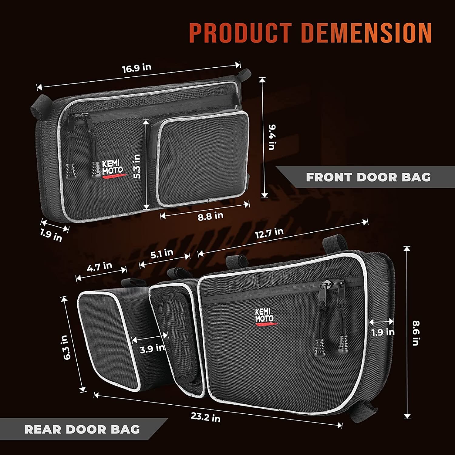 Photo of Kemimoto Front and Rear Door Bags for Can Am Maverick X3 Max by Kemimoto - Premium for UTVs / Side by Sides