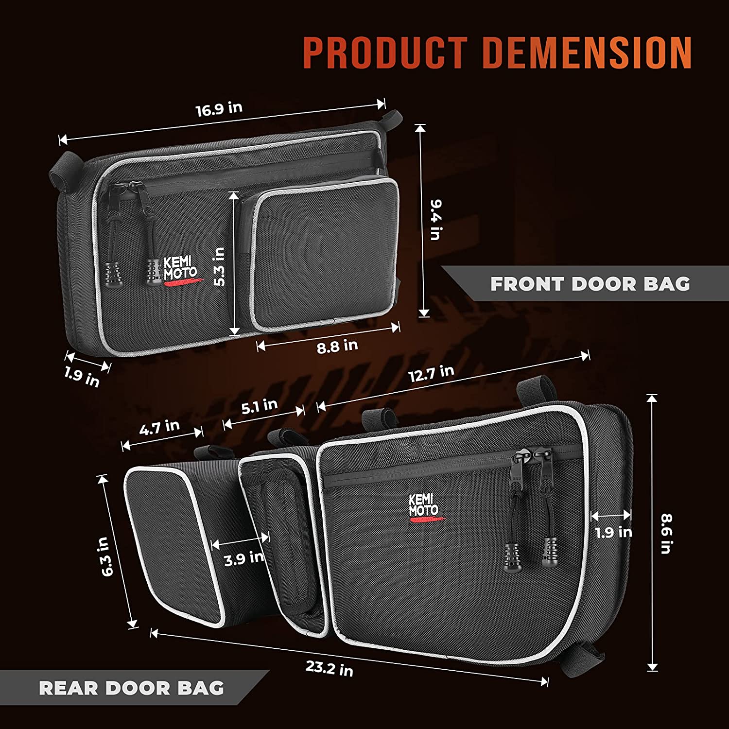 Photo of Rear Storage Bag & Door Bags for Can-Am Maverick X3 MAX by Kemimoto - Premium for UTVs / Side by Sides